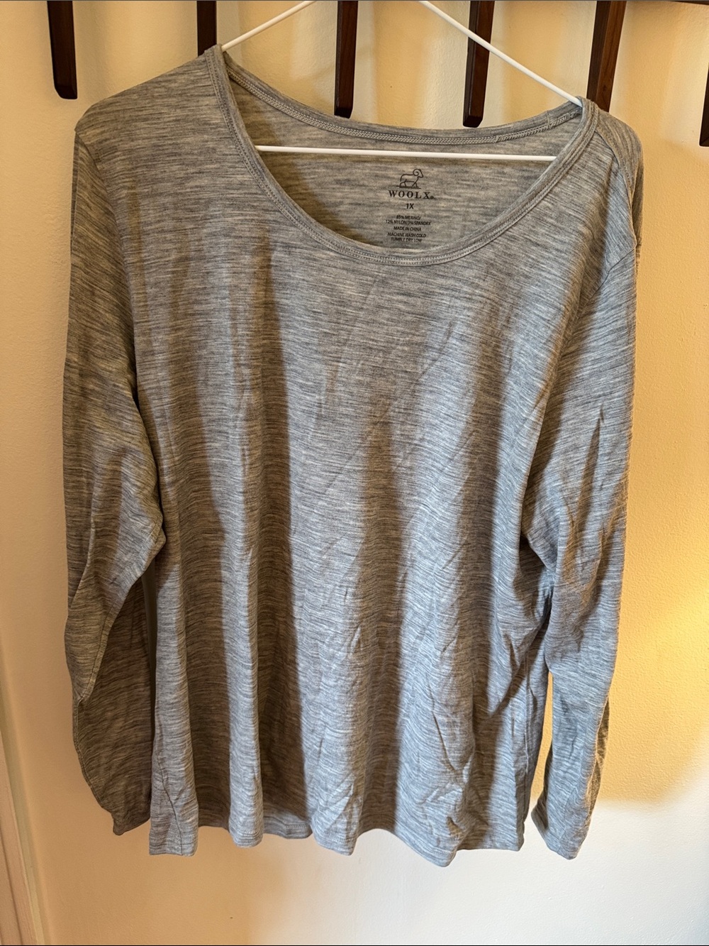 WOOLX Women's Gray Long Sleeve Merino Blend Base Layer